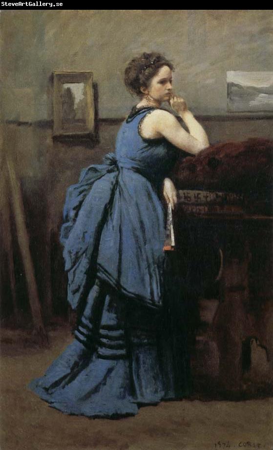 Jean-Baptiste Corot Blue skirt woman